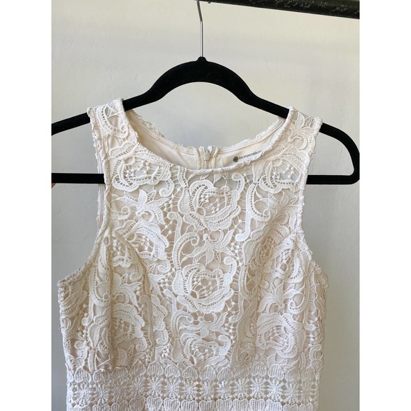 THE IMPECCABLE PIG Women's Cream Lace Sleeveless Mini Sheath Dress size M - Picture 4 of 11
